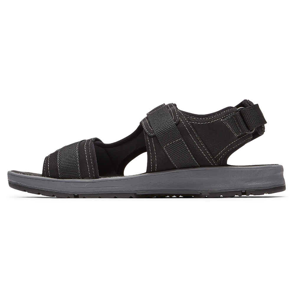 Rockport Mens Lucky Bay Sport 3 Strap - Sandals Black - LRA604527